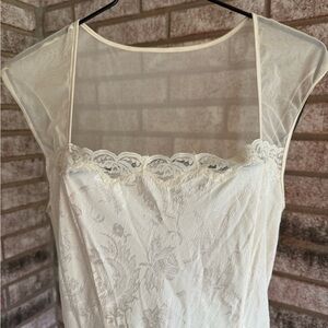 NOS Vintage Cream Victoria’s Secret L Long Nightgown Gown Gold Label Sexy Slit